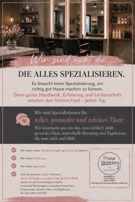 Gutes Handwerk zählt Handwerk und Erfahrung für schönes, gesundes Haar.