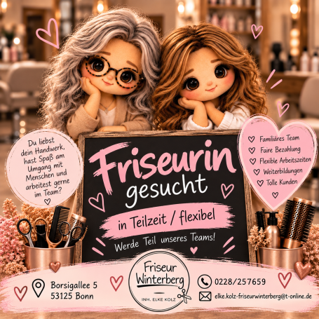 Friseurin in Teilzeit gesucht bei Friseur Winterberg Inh. Elke Kolz in Bonn-Brüser Berg