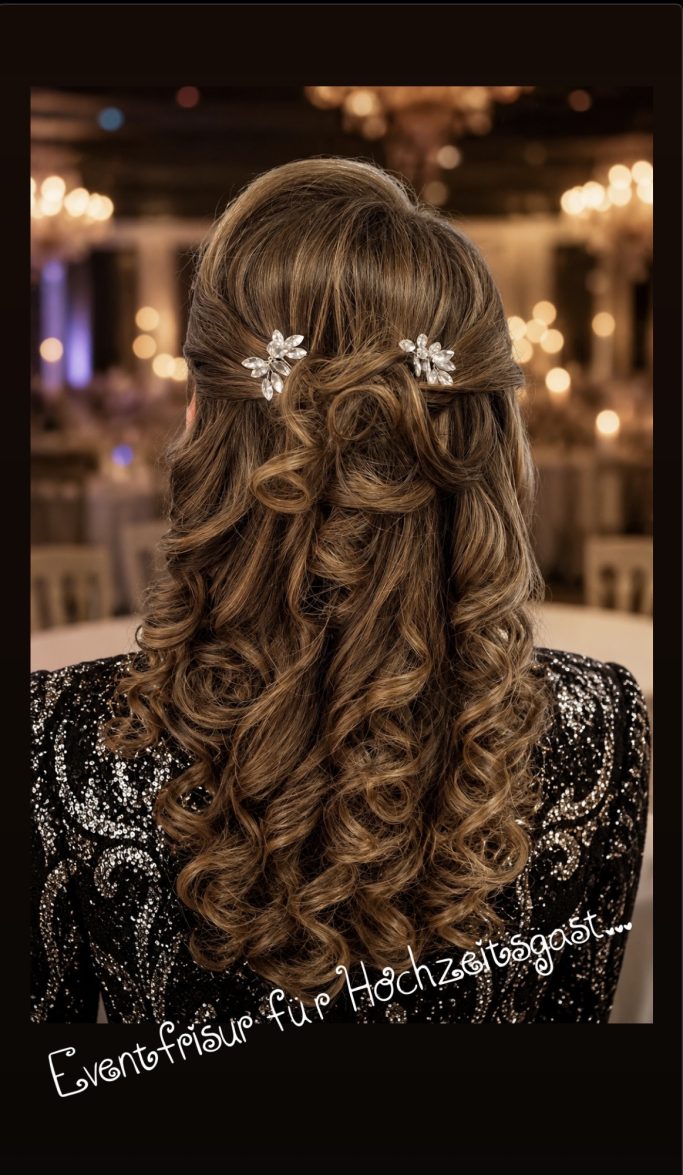 Eventfrisur mit Extensions Elegante Eventfrisur mit Extensions und Haarschmuck