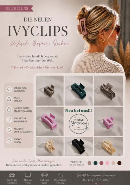 IVYCLIPS Haarclips in verschiedenen Farben.